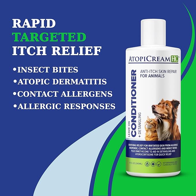 AtopiCream HC 1% Hydrocortisone Leave-On Conditioning Itch Relief Lotion for Dogs, Cats and Horses, 8 oz