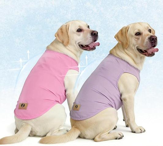 KOOLTAIL Cooling Sunblock Dog Clothes for Large Dogs, 2 Pack UPF50+ UV & Insect Protection Quick Dry Dog T Shirts for Outdoor, Anti-Hair Loss Breathable Sleeveless Pet Vest Tank Tops, Pink&Purple,XXXL