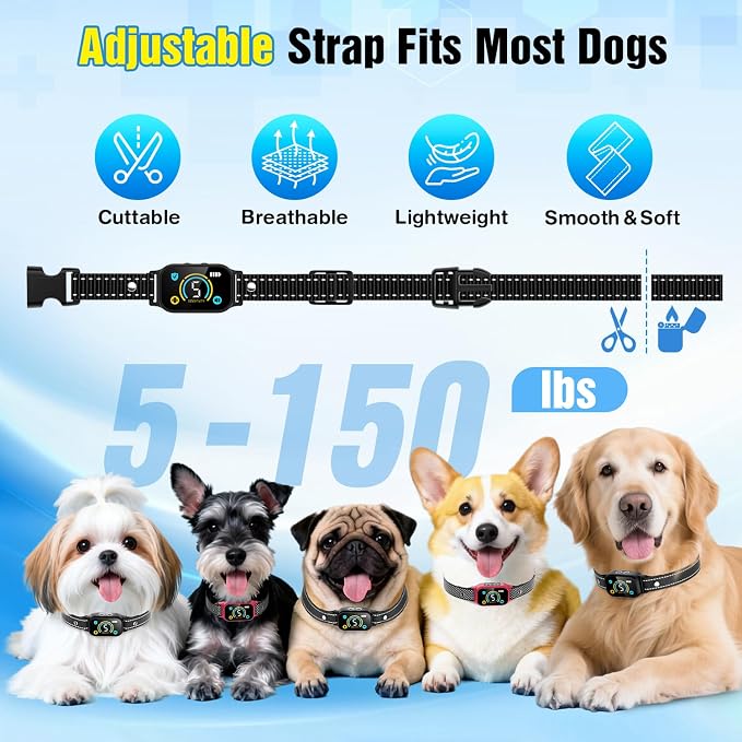 2 Pack Bark Collar, Smart Dog Bark Collar for Large Medium Small Dogs, Rechargeable Ultra-Light Training Collar with Beep Vibration, Anti Barking Device with 5-Level Sensitivity (Fuchsia)