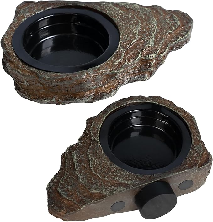 Magnetic Gecko Feeding Ledge, Reptile Food Dish with 3PCS Feeding Cups Crested Gecko Feeder Ledge Water Bowl for Lizard Chameleon Bearded Dragon Tank Accessories