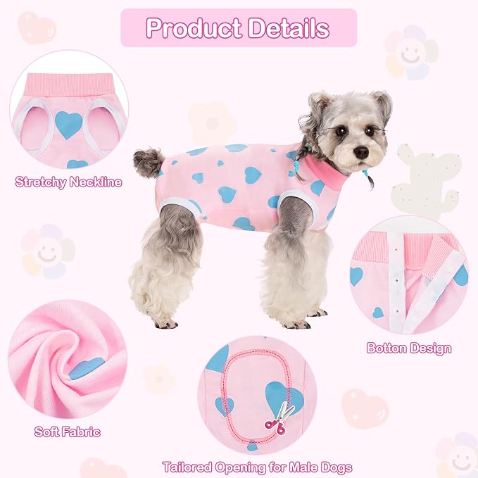 Coppthinktu Recovery Suit for Dogs After Surgery, Dog Onesie Surgery Recovery Suit for Female Spay, Soft Surgical Pajamas Bodysuits for Puppy to Prevent Licking Dog Cone Alternative
