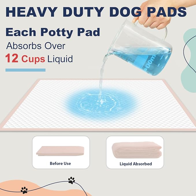 Puppy Pads Extra Large 30"×36" - 25 Count, XL Pee Pads for Dogs, Unscented Pink Dog Pads, Super Absorbent & Leak-Proof Potty Pads for Doggies