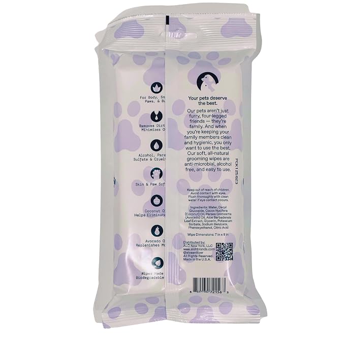 ALŌH Hypoallergenic | All-Natural | Multi-Purpose Pet Wipes, Unscented 50ct Wipes | 3 Pack of 50ct Wipes (150 Wipes)