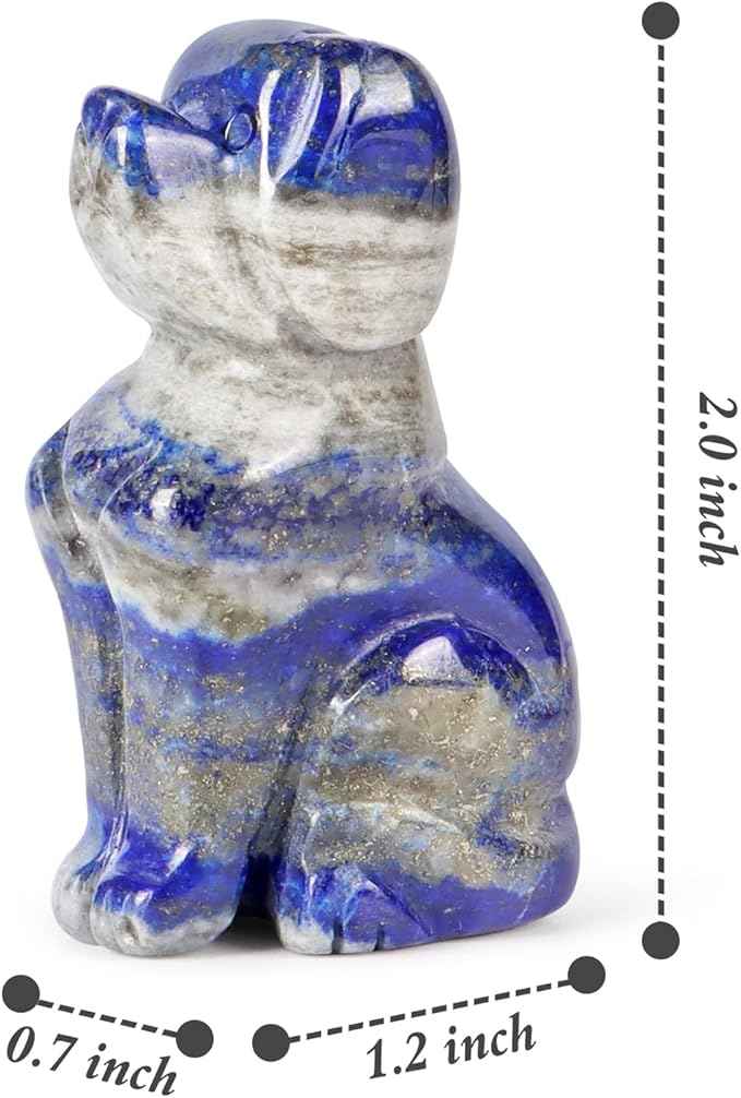 Artistone 2" Lapis Lazuli Dog Crystal Animals Figurine Carved Gemstone Puppy Dog Statue Sculpture Craft Home Decorations