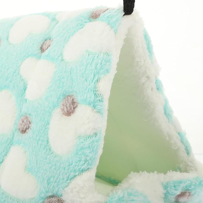 Cabilock Small Animal Warm Cotton Nest Bed, Comfortable Resting Place for Hamsters and Squirrels, 22x21cm Blue Sleeping House for Winter