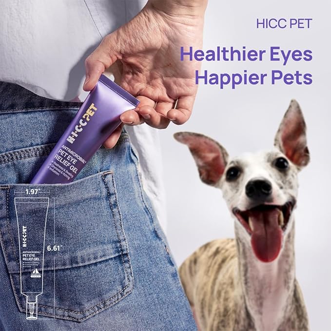 HICC PET Dog Eye Gel, Vet-Trusted Dog Eye Gel Drops, Pet Eye Cleanser Wash, Moisturizes & Refreshes Dry Eyes, Gentle Daily Pet Eye Care Alternative for Dogs, Cats, Horses. 2 fl oz