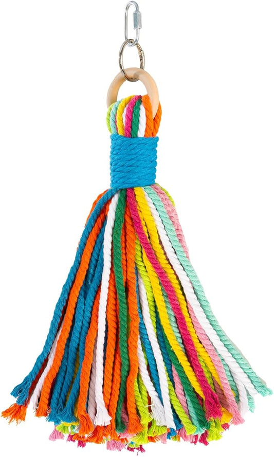 Bird Toys for Parrots, Colorful Cotton Rope Chew Toys for Large Birds, Natural Hanging Bird Cage Toys for Cockatiels, Macaws, Medium Large Birds for Playing & Preening (1)