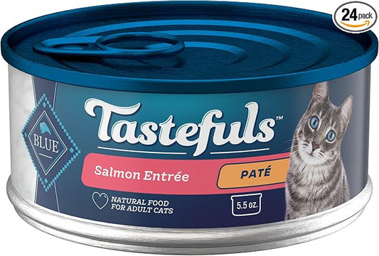 Blue Buffalo Tastefuls Wet Cat Food Paté, Made with Natural Ingredients, Salmon Entrée, 5.5-oz Cans (24 Count)