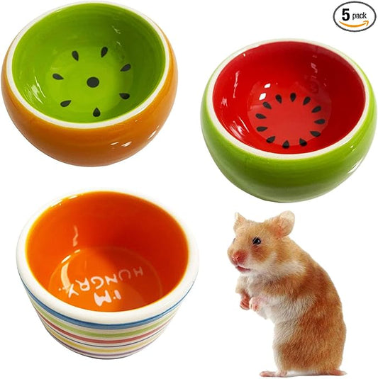 kathson Hamster Bowl Ceramic Small Animal Water Bowl Prevent Tipping Moving and Chewing Food Dish for Guinea Pig Gerbil Ferret Syrian Hamster Chinchilla Rat Hedgehog Bunny (3 Pcs)
