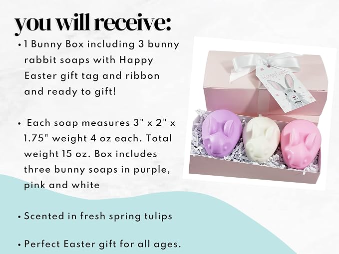 Sunbasil Soap Cute Bunny Rabbit Handmade Soap Gift Box Happy Easter Treat for all ages Made in USA