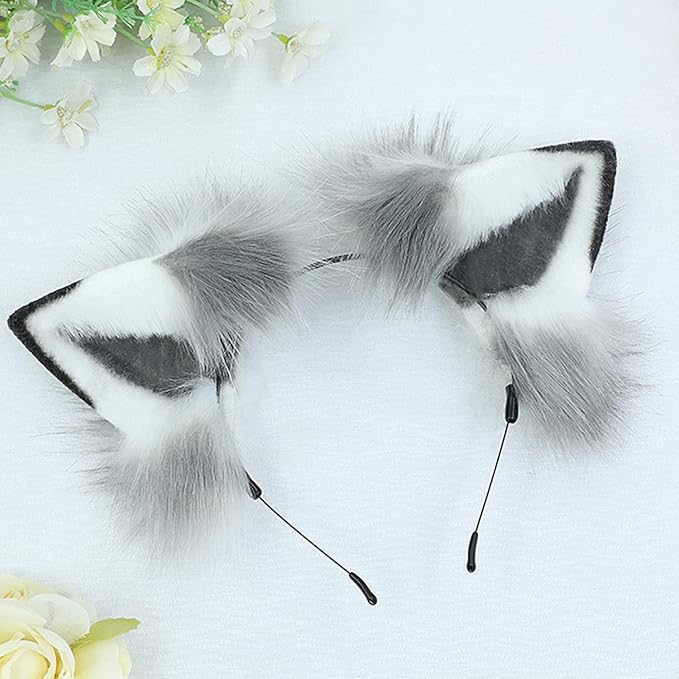 Faylay Women Dog Ear Headband Furry Animal Ear Hair Accessories