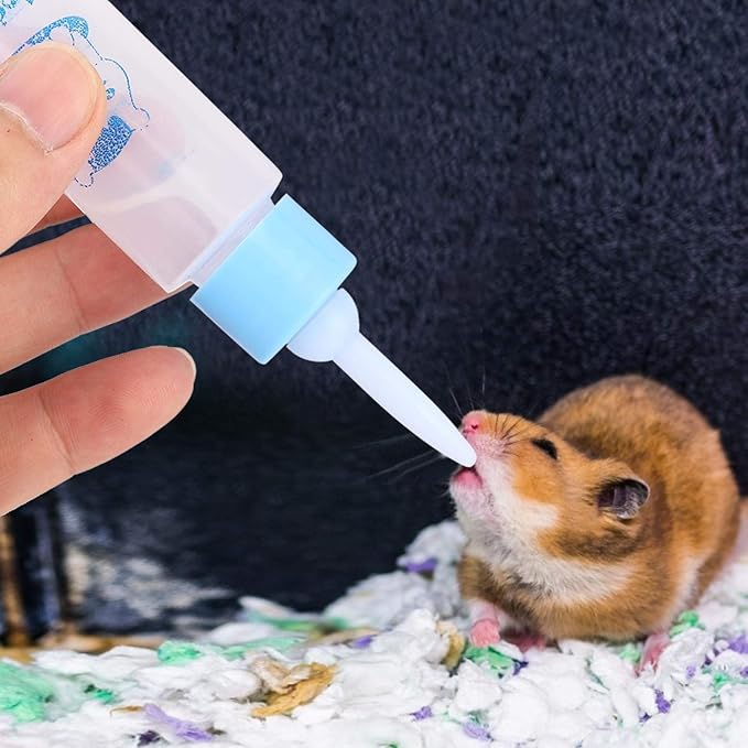 Jeanoko 2PCS 30ML Baby Bottle Feeder for Hamsters Super Small Hedgehog Squirrel Chinchilla Pet Newborn Hamster Nurser Puppy Kittens Nursing Feeding Water Milk(Heaven Blue)