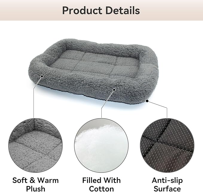 Small Cat Bed Mat, 22" x 16" Plush Cushion with Surrounding Pillow for Small to Meidum Dogs Cats Sleeping, Indoor Pet Beds Furniture Carrier Crate Anti Skid Pad, Washable, Medium