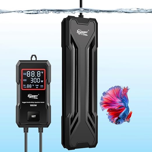 hygger 1200W Aquarium Heater, Upgraded Submersible Fish Tank Heater with Dual Protection System & LED Digital Display, with Automatic Power-Off Function, for 160-280 Gal Freshwater and Saltwater Tank