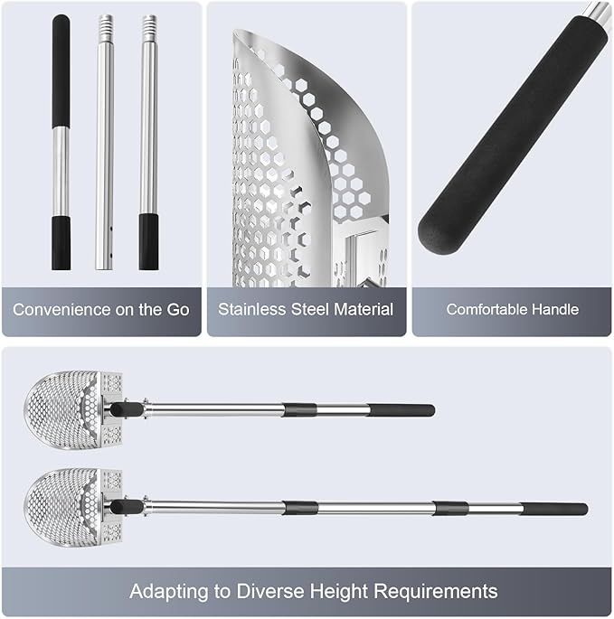 GADFISH Sand Scoop for Metal Detecting, Metal Detector Scoop, Stainless Steel Sand Sifter Shovel, Fast Sifter Shovel for Underwater Treasure Hunting (Stainless Steel)