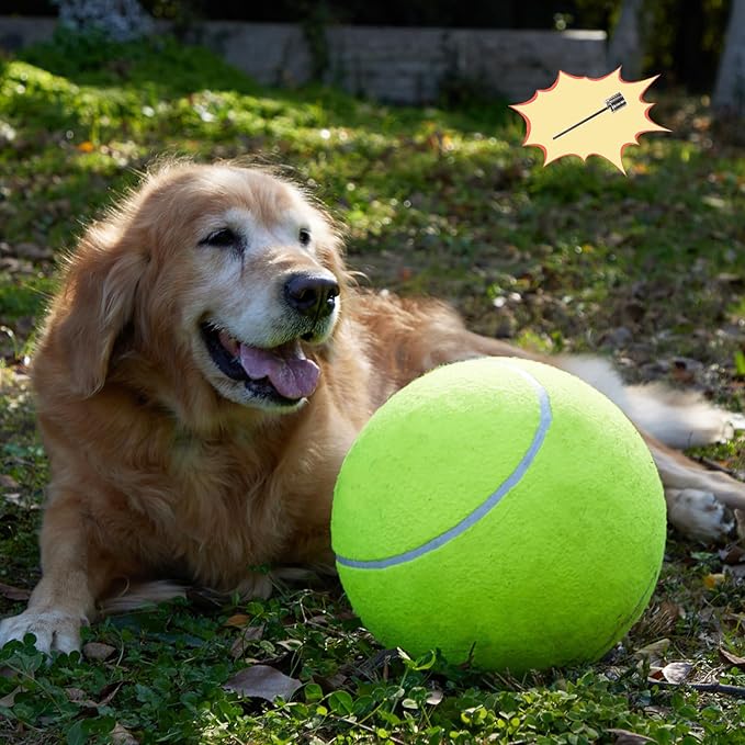 TYLIN Giant 9.5" Dog Tennis Ball - Funny Outdoor Sports Ball Yellow Big Tennis Balls for Birthday Gift ，Pet Toys for Small/Medium/Large Dogs
