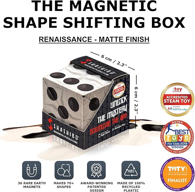 Shashibo Shape Shifting Box - Award-Winning STEM Fidget Toy with Ultra Strong Magnets - Puzzle Cube Transforms Into 100+ Shapes, Perfect Sensory Gift for Kids, Teens, and Adults (Renaissance)