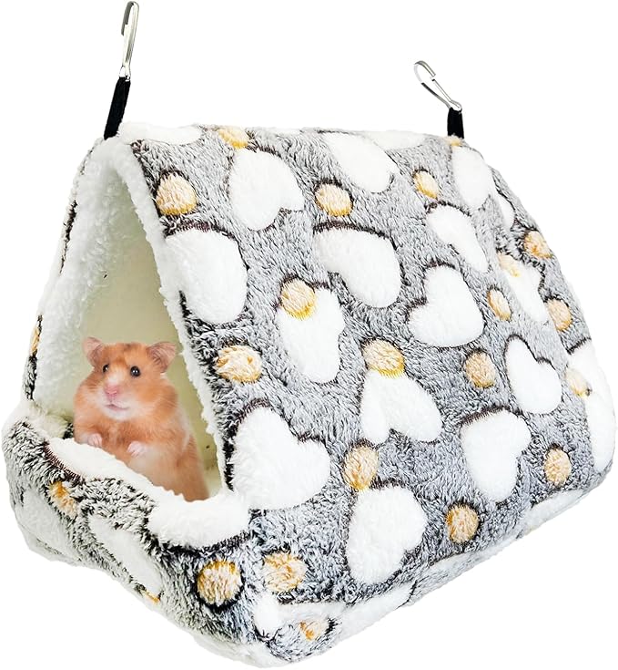 PINVNBY Rat Hammock Soft Ferret Hideout Bed Hanging Hamster Tunnel Cave Small Animal Cage Accessories Toy for Guinea Pig Chinchilla Squirrel Sugar Glider (Gray)