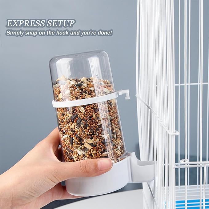 2 Pieces Bird Feeder Water Dispenser, Automatic Bird Feeder and Drinker Set for Cage, No Mess Hanging Parrot Food Bowl, Parakeet Cage Accessories for Hamsters,Pigeons,Parrot (C)