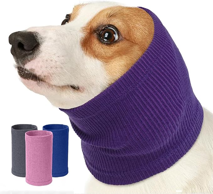 Nanaki Dog Hood Calming Ear Wrap - Quiet Headband, Head Cover Snood, Fireworks Muffs, Grooming and Force Drying Pet Protector for Anxiety Relief and Noise Reduction