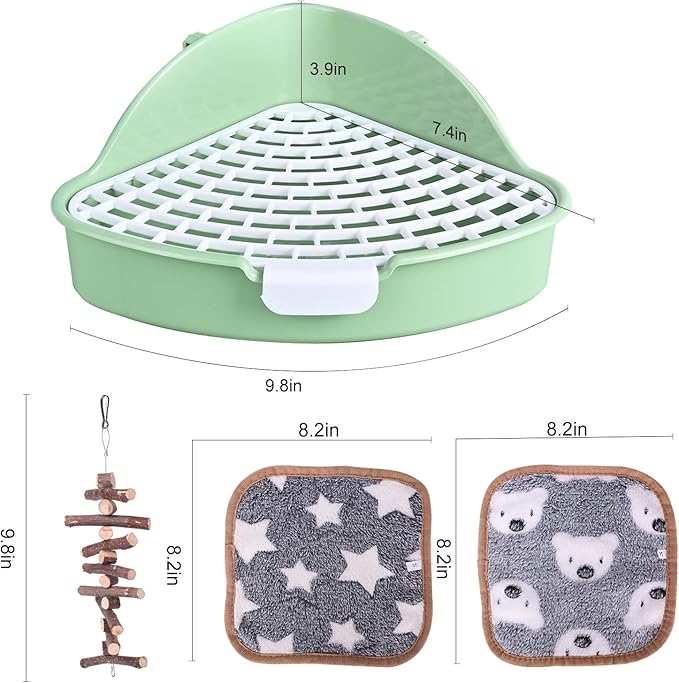 RUBYHOME Triangle Rabbit Litter Box Bunny Potty Training Corner Small Animal Toilet Litter Box Pet Toilet Bedding Pee Pan Tray for Baby Rabbit,Guinea Pigs,Chinchillas,Ferrets