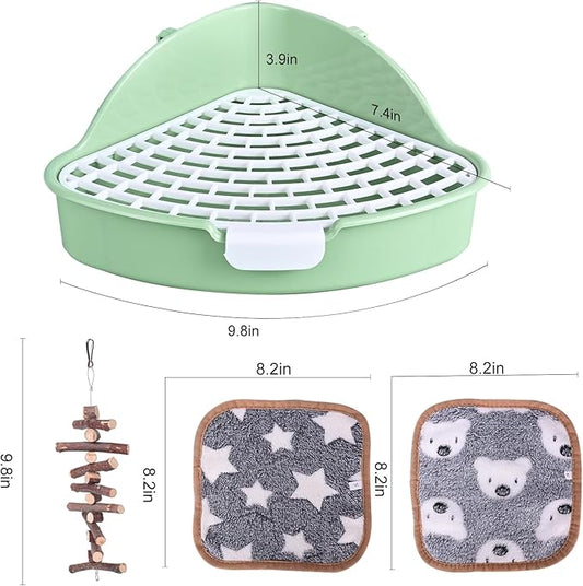 RUBYHOME Triangle Rabbit Litter Box Bunny Potty Training Corner Small Animal Toilet Litter Box Pet Toilet Bedding Pee Pan Tray for Baby Rabbit,Guinea Pigs,Chinchillas,Ferrets