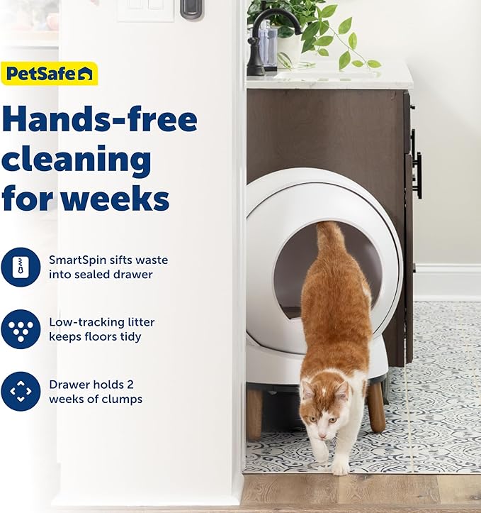 PetSafe ScoopFree SmartSpin Self-Cleaning Cat Litter Box Advanced Odor Control, App Controlled with Health Monitoring, Works with Any Litter, Up to 2 Weeks of Hands-Free Cleaning