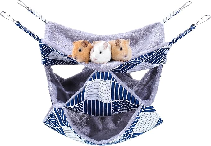 3 Tier Guinea Pig Cage Accessories,Ferret Rat Hammock, 13.7x13.7 Inches,Pet Cage Hanging Bunkbed Hammock for Small Animals, Guinea Pig, Ferret, Squirrel, Chinchilla, Rat,Parrot