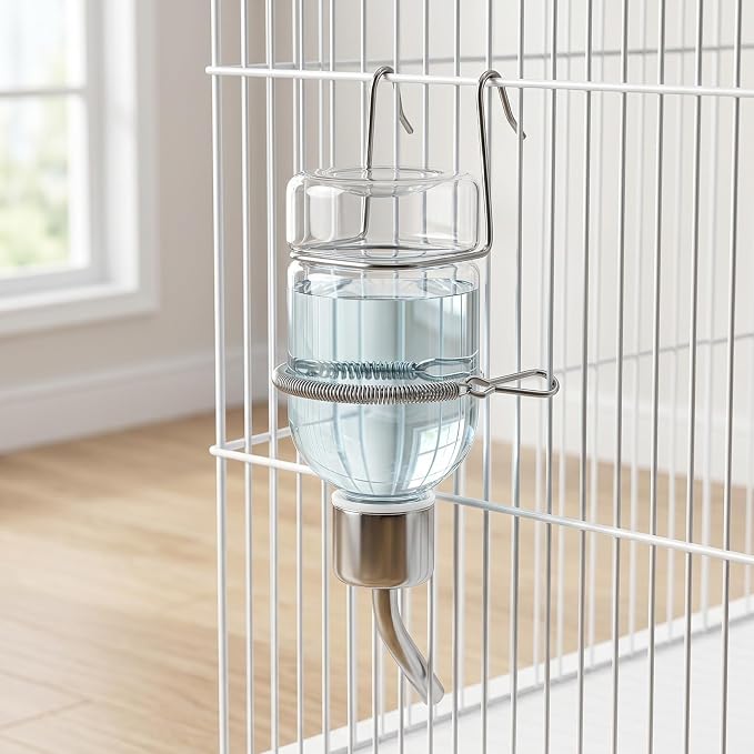2 Pack Small Animal Water Bottle No Drip, 180ml Hanging Pet Water Dispenser for Guinea Pig Rabbit Hamster Bunny Chinchilla, Cage Feeder with Stainless Tube
