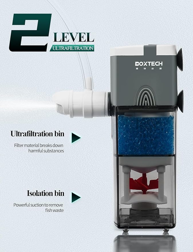 UPETTOOLS Aquarium Internal Filter, 4 in 1 Small Fish Tank Filters Pump Sponge Filter Ultra Silent Adjustable Submersible Power Filter with Multiple Function for Fish Tanks 5-10 Gallon