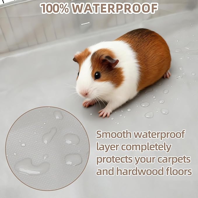 Guinea Pig Cage Liner for 36" x 24" Cage, 600D Oxford Bottom Tarp with 4" Raised Sides, Washable Cage Base for Guinea Pigs, Rabbits and Small Animals
