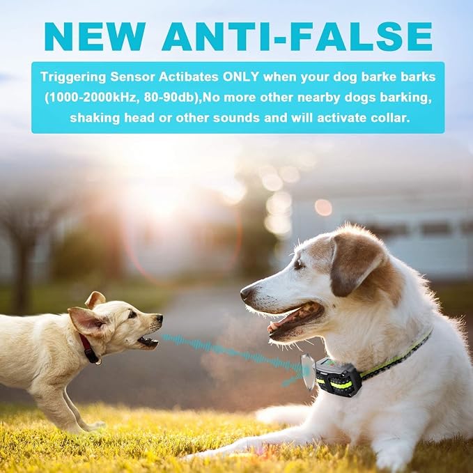 Dog Bark Collar-5 Adjustable Sensitivity and Intensity Levels-Dual Anti-Barking Modes-Rechargeable/Rainproof/Reflective -No Barking Control Dog Shock Collar for Small Medium Large Dog
