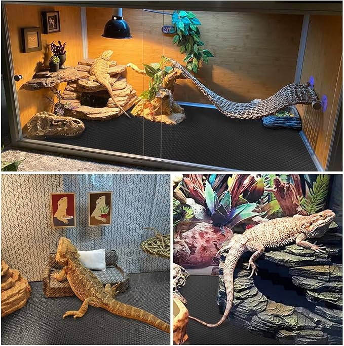 Reptile Carpet, Reptile Mat, Bearded Dragon, Leopard Gecko Substrate,Bearded Dragon Tank Flooring, Snake,Tortoise Bedding, Bearded Dragon Tank Accessories (18"X 79", 2 PCS)