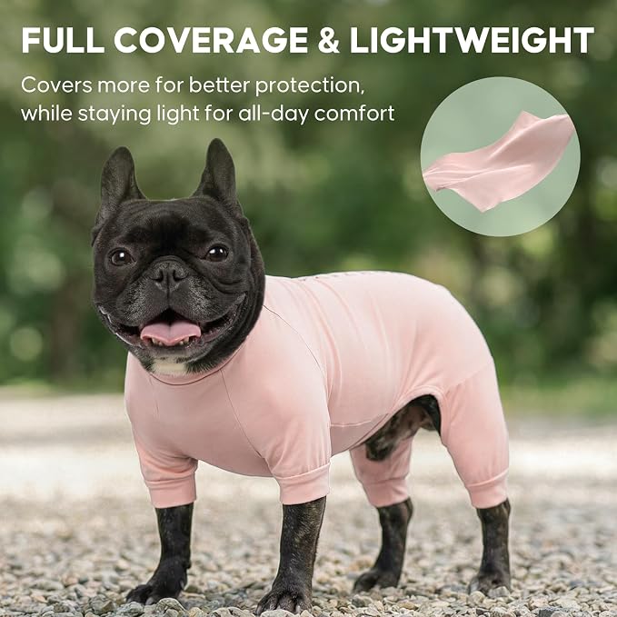 KYEESE UV Protection Dog Shirt, UPF 50+ Cooling Summer Jumpsuit for Small Dogs, Breathable Reflective Shedding Control Dog Sun Shirts, Quick-Dry Dogs Onesie Pet Clothes, Pink, L