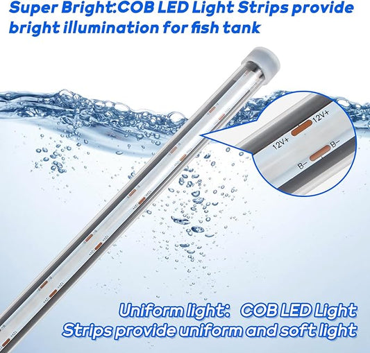Submersible Led Aquarium Light:Full Spectrum Aquarium Lighting for Aquatic Pet Lovers - Underwater Fish Aquarium Lights with Remote and Suction for 11.8 Inch Saltwater Freshwater Tanks