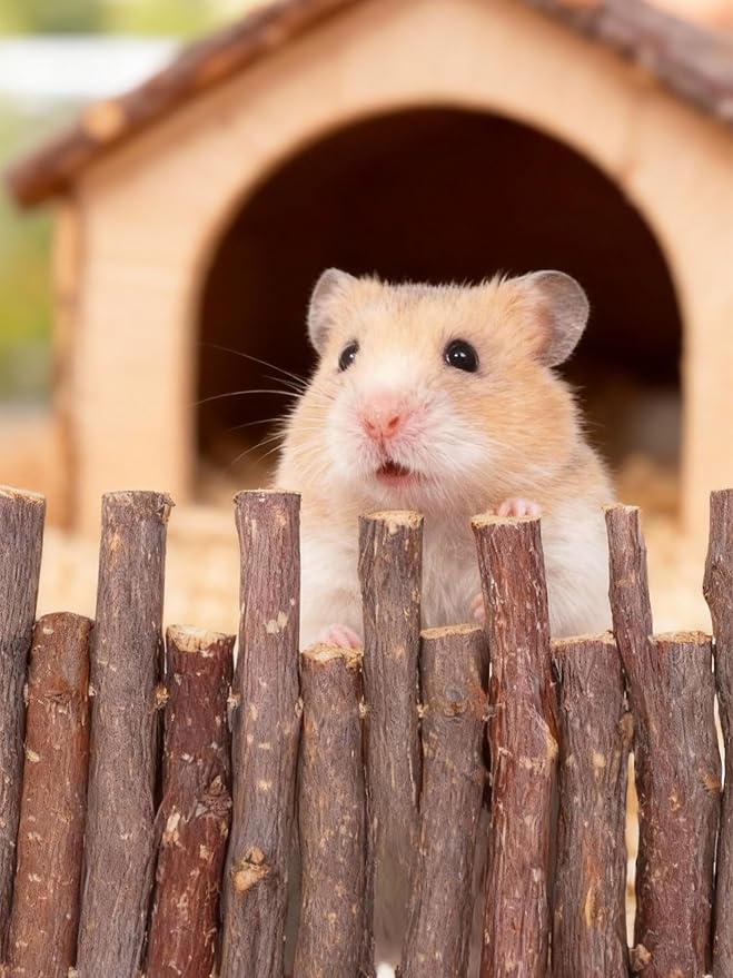 2 PCS 11.8in Wooden Hamster Fence, Flexible Bridge, Hamster Cage Accessories Decor
