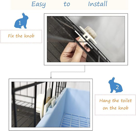PINVNBY Large Rabbit Litter Box Bunny Corner Toilet Box Small Animal Cage Toilet Pet Potty Trainer Bigger Pan Fan Shape Box for Adult Guinea Pigs Chinchilla Ferret Galesaur (White)