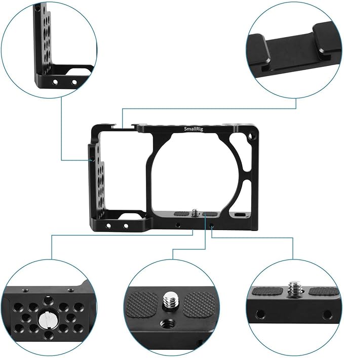 SmallRig Camera Cage only for Sony A6000 A6300 ILCE-6000 ILCE-6300 NEX7, A6000 Cage with 1/4" 3/8" Mounting Points and Built-in Cold Shoe - 1661