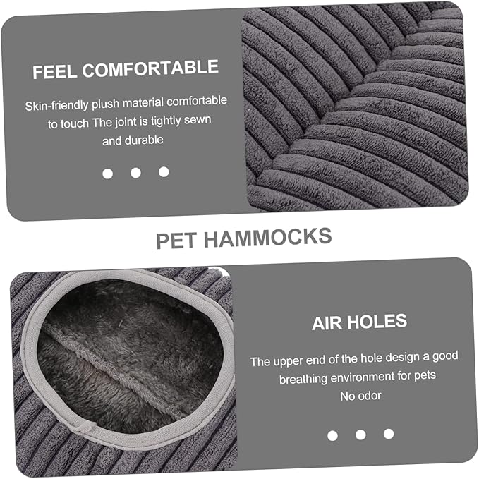 Milisten Warm Plush Ferret Hideout Nest Small Pet Hanging Tunnel Cage Hammock for Hamsters Rats Chinchillas Cozy Winter Sleeping and Playing Space in Grey