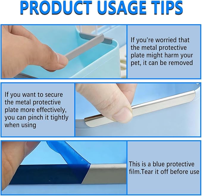 kathson Food and Water Bowl Cage Feeder for Rabbits Dish Feeder Removable Hanging Spill Proof Anti Bite for Rabbit, Guinea Pig, Chinchilla, Hamster, Ferret (Blue)