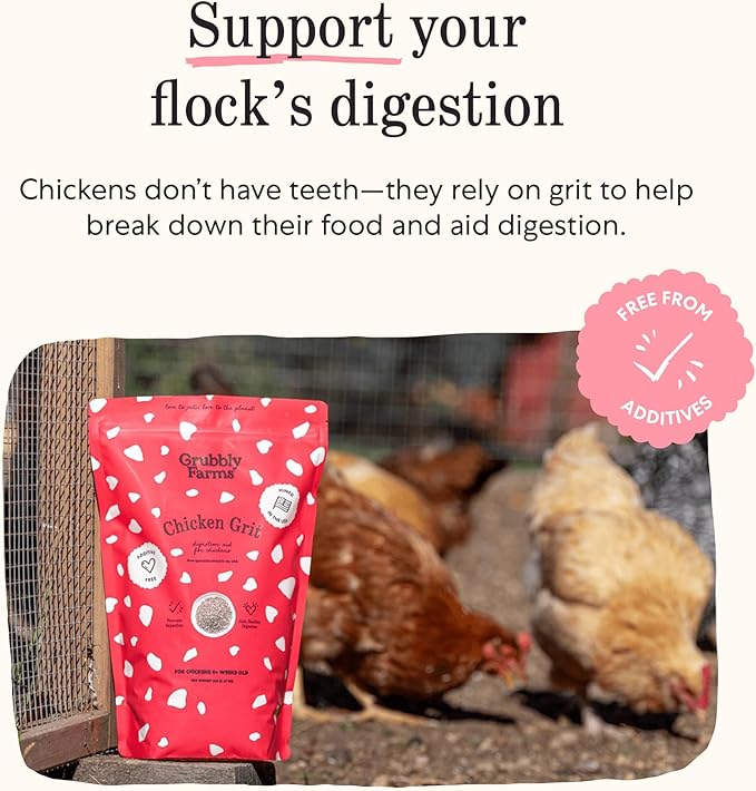 Grubbly Farms Coop Necessities Bundle - Chicken Grit, Layer Calcium & Coop Conditioner - Proper Digestion, Strong Eggshells & Odor Control - Rose Quartz Grit, Aragonite Calcium, Deodorizer