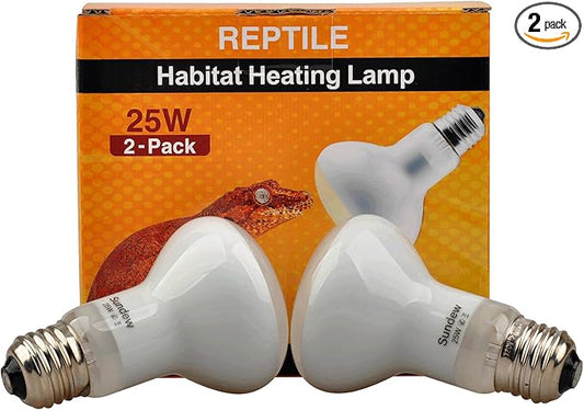 Sundew 2-Pack Reptile Heat Bulb, Dimmable Basking Spot Lamp for Reptiles & Amphibians, Daytime Heating Light for Bearded Dragon, Gecko, Lizard, Snake, Turtle - E26 Base (50, Watts)