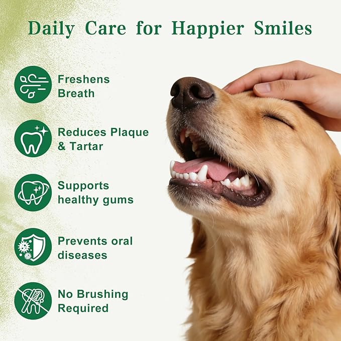 Dog Dental Powder with 750,000,000 CFU Probiotics, Advanced Dog Teeth Cleaning Powder to Reduce Plaque & Tartar, Dental Care for Dogs, Breath Freshener & Teeth Cleaning Made Easy for All Dogs