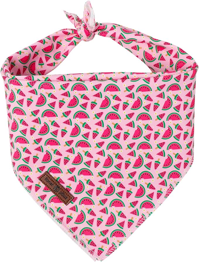 Lionet Paws Summer Dog Bandana Washable Cotton Pink Handkerchief Scarf Triangle Watermelon Bandana for Medium Large Dogs Girl Female