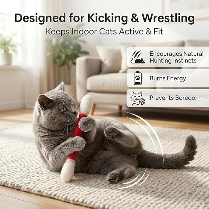 LEDeng Cotton Swabs Cat with Catnip, Swabs Catnip Toys Set of 6 Soft Plush Kicker Toys, Sturdy Teething Chew Toy (A)