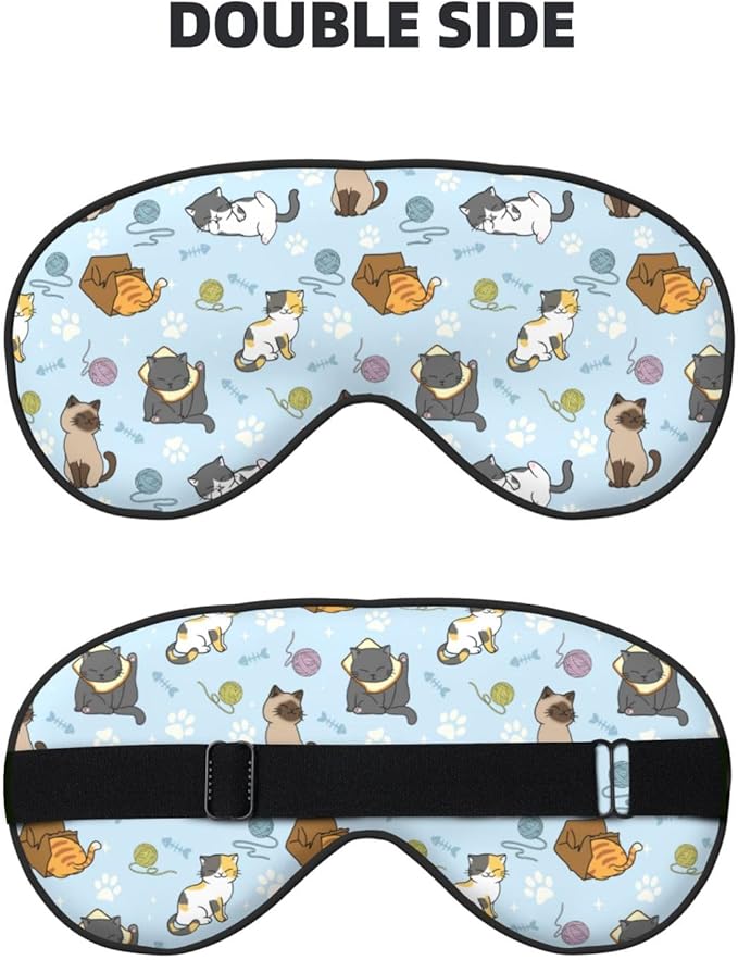 Cute Cats Sleep Mask Breathable Soft Eye Mask for Sleep for Women Men Lightweight Eye Cover for Travel, Night Work, Nap, Office
