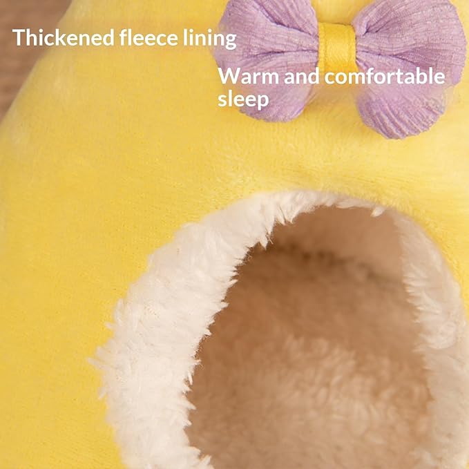 2 Packs Small Animal Warm Hideout, Washable Indoor Pet Shelter, Cage Accessory for Hedgehog, Squirrel, Guinea Pig, Hamster & Multi-Pets (C,M:15X15X20CM)