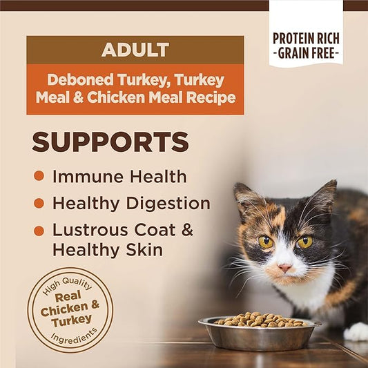 Wellness CORE Adult Dry Cat Food, Natural, Grain Free Kibble, Turkey, Turkey Meal and Chicken Recipe, 11 lb Bag