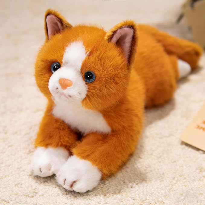 PEACH CAT Cat Stuffed Animal 15" Realistic Kitten Plushies Soft Plush Toys Gifts for Kids Orange