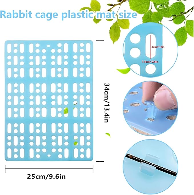 Hamiledyi 10Pieces Rabbit Feet Pad Hole Leak Water Design for Plastic Bunny Cage Mat Foot Resting Pad